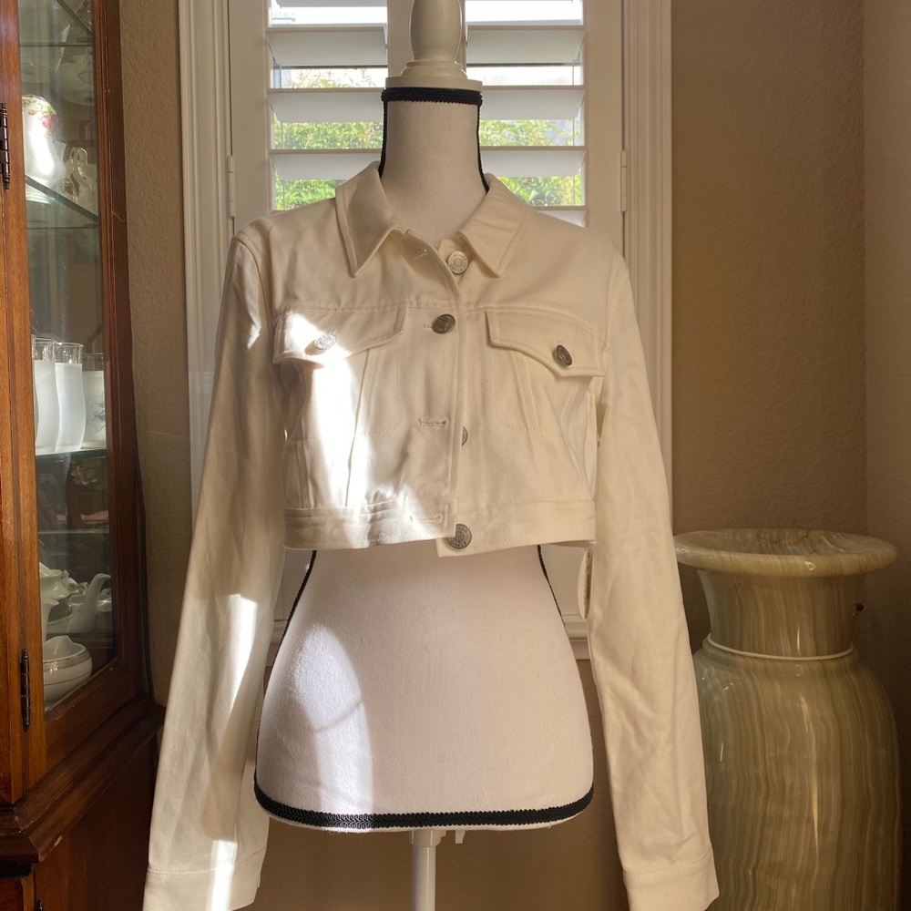 NWT Staud Cropped White Demin Jacket M